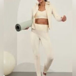 Athleta Softluxe Tight Legging & Jacket Set Cream Large